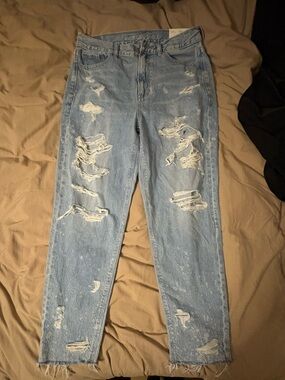 American Eagle Outfitters Light Blue Distressed Mom Jeans
